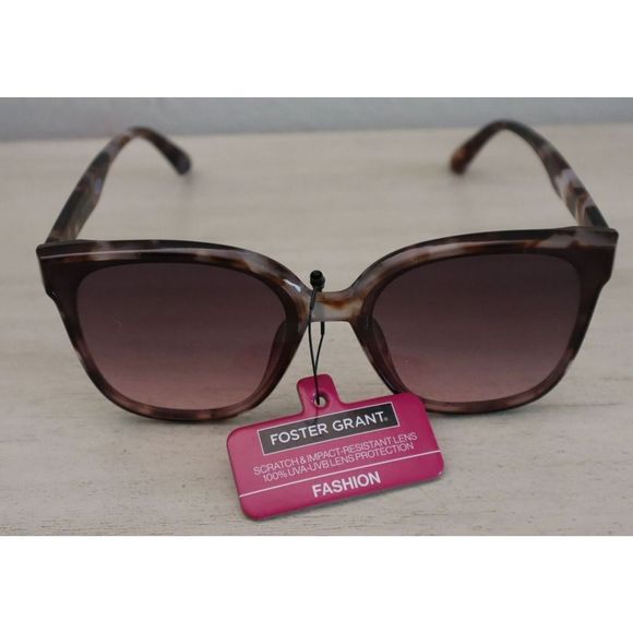 Foster Grant ZN1222 Women's Brown Tortoise Shell Oversized Cat Eye Sunglasses - Picture 1 of 7